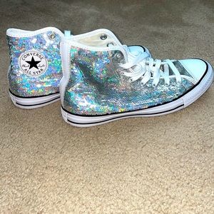 COPY - Super cute! Holographic sequin hi-top converses
